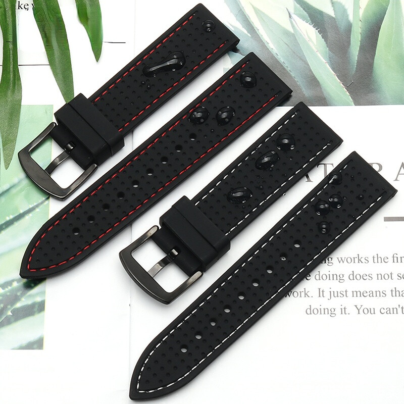 Universal Silicone Watch Band Strap Rubber Waterproof Men’s Black 19-24MM Hoop