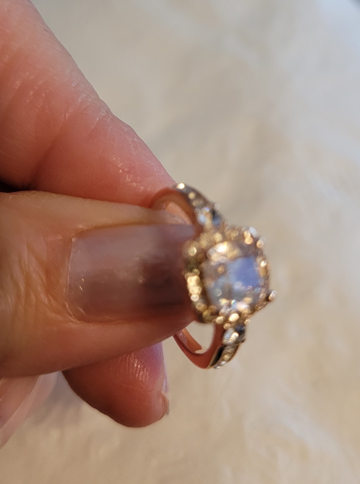 Rose Gold-Tone Halo Ring Cushion Cut Simulated Diamond – Size 6