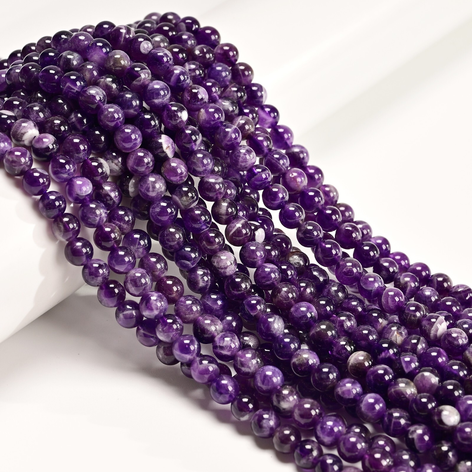 Teeth Amethyst Smooth Round Beads 4mm 6mm 8mm 10mm 12mm 15.5″ Strand