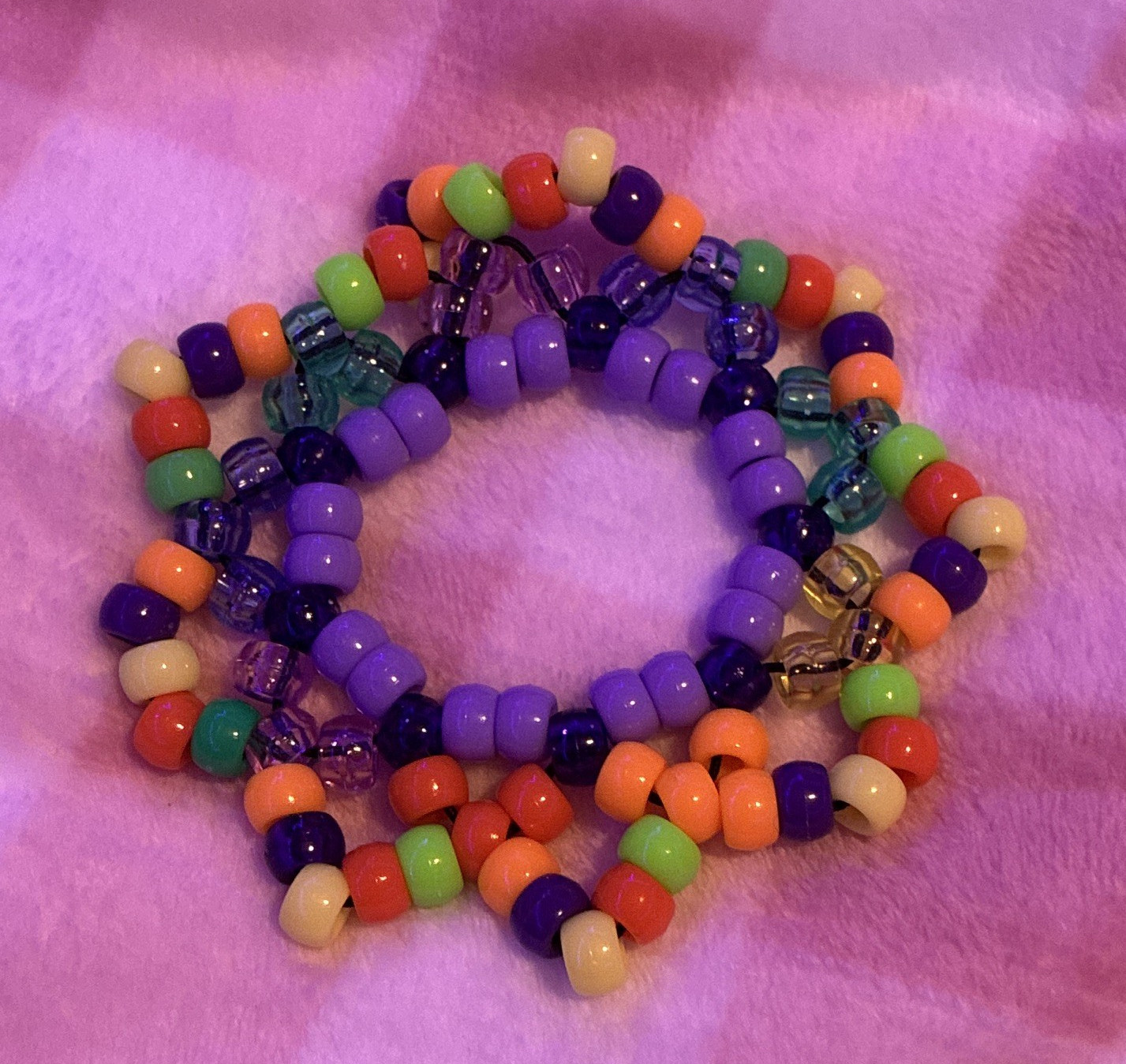 Multicolor Plastic Beaded Stretch Charm Bracelet Round Beads, No Closure