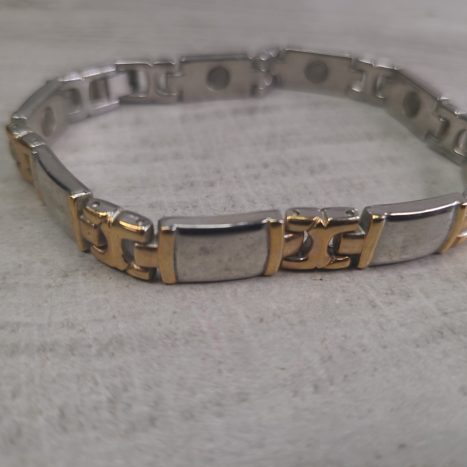Silver & Gold Plated Magnetic Link Bracelet Two Tone Magnetic Bracelet