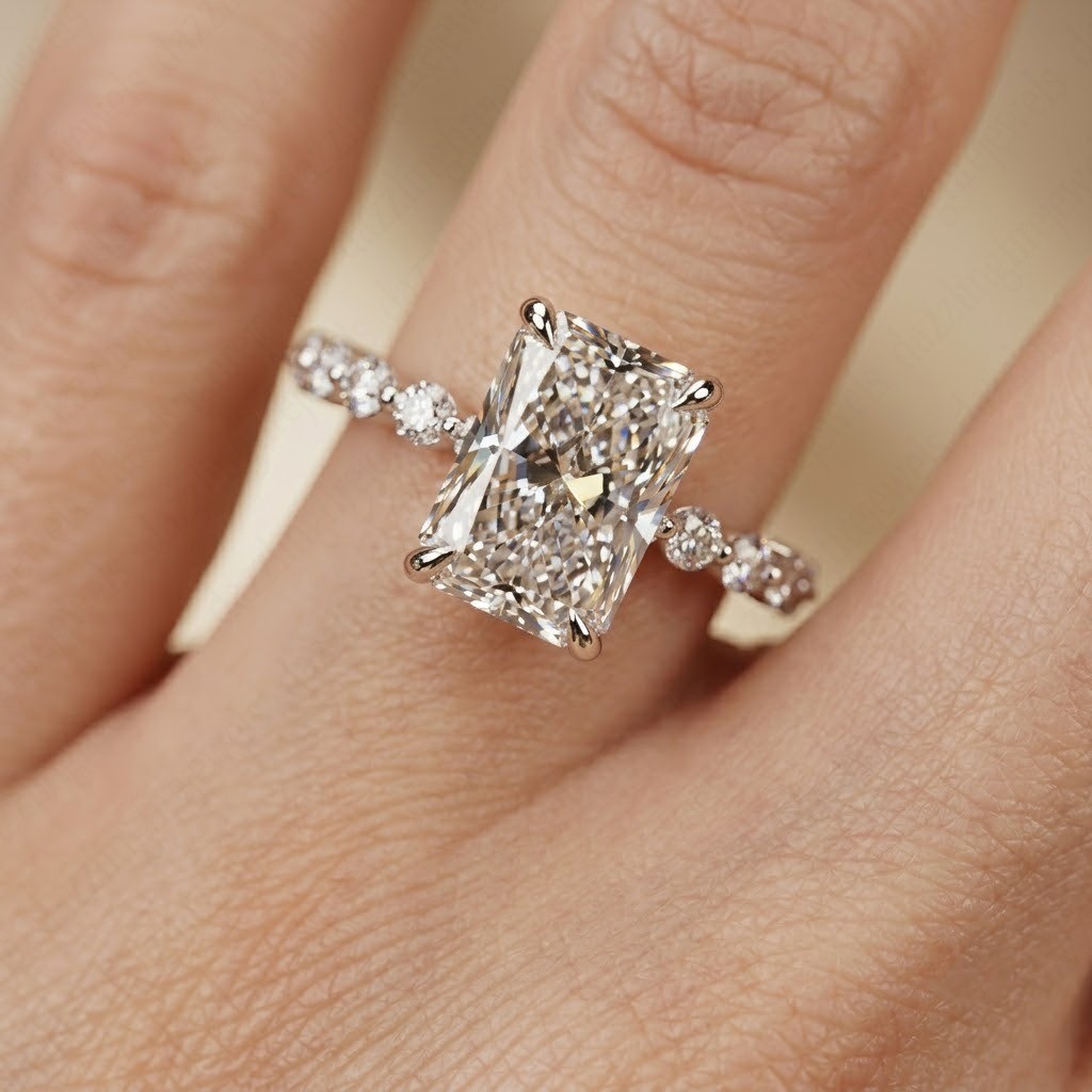 IGI 2.0Ct Radiant Cut E VVS2 Lab Grown Diamond Engagement Ring in 14K White Gold