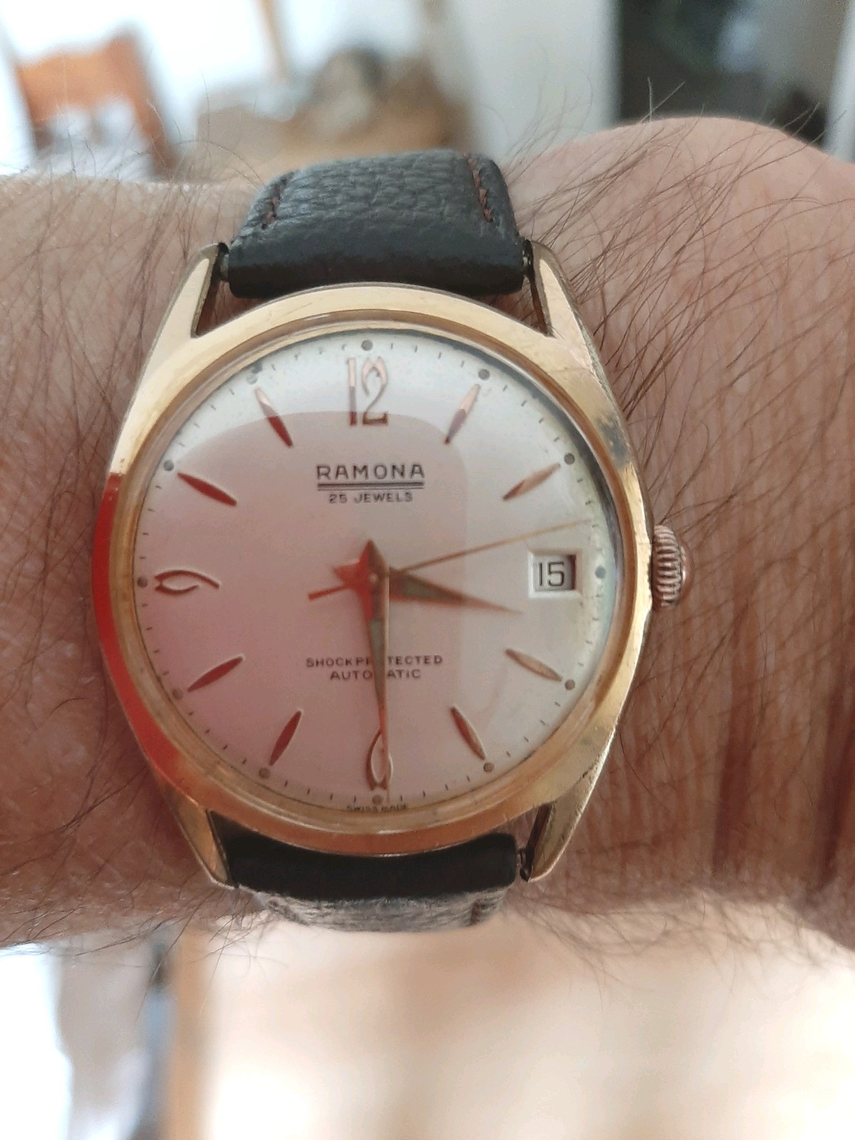 Vintage Swiss Made Ramona 25J Automatic Gents Watch -Running Well/VGC For Age