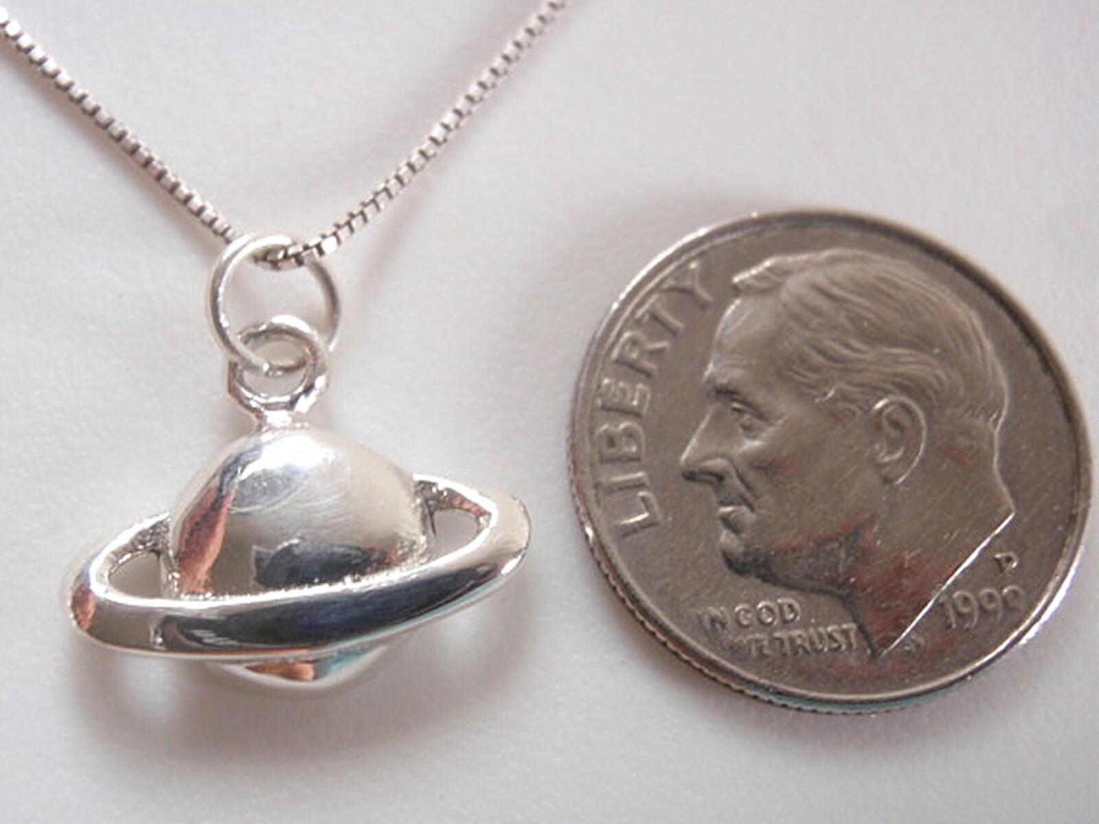 Planet Saturn Pendant 925 Sterling Silver Small