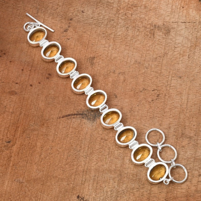 Citrine Gemstone Ethnic 925 Sterling Silver Handmade Jewelry Bracelet