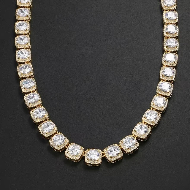 39 Ctw Created Round Cut Diamond Tennis Women’s Necklace 14K Yellow Gold Plated