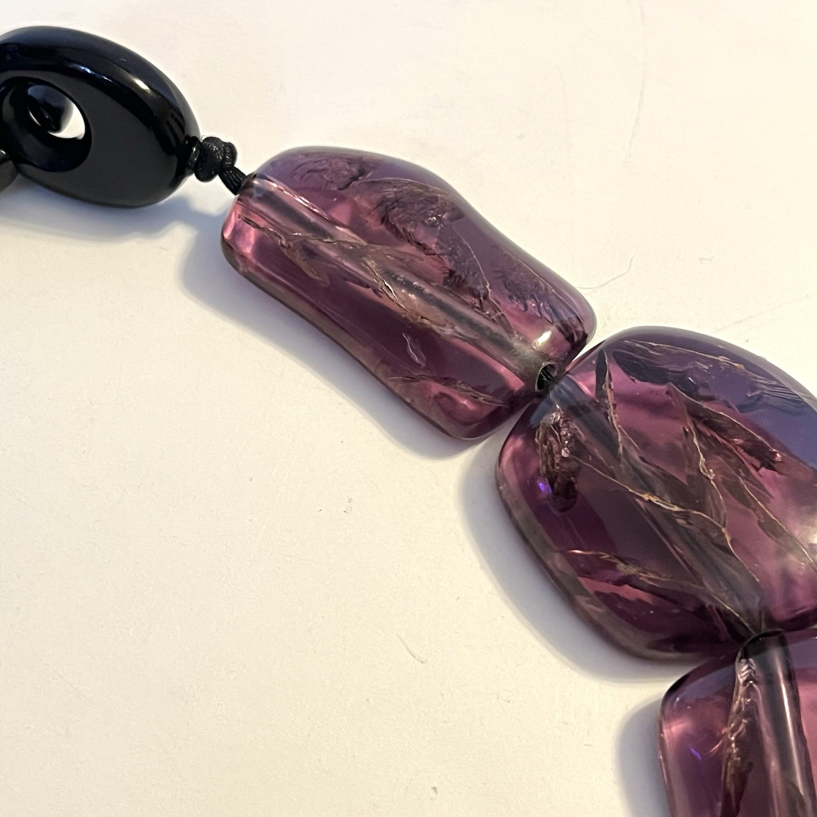 Gerda Lynggaard MONIES Massive Amethyst Crackled Acrylic Resin Collar Necklace