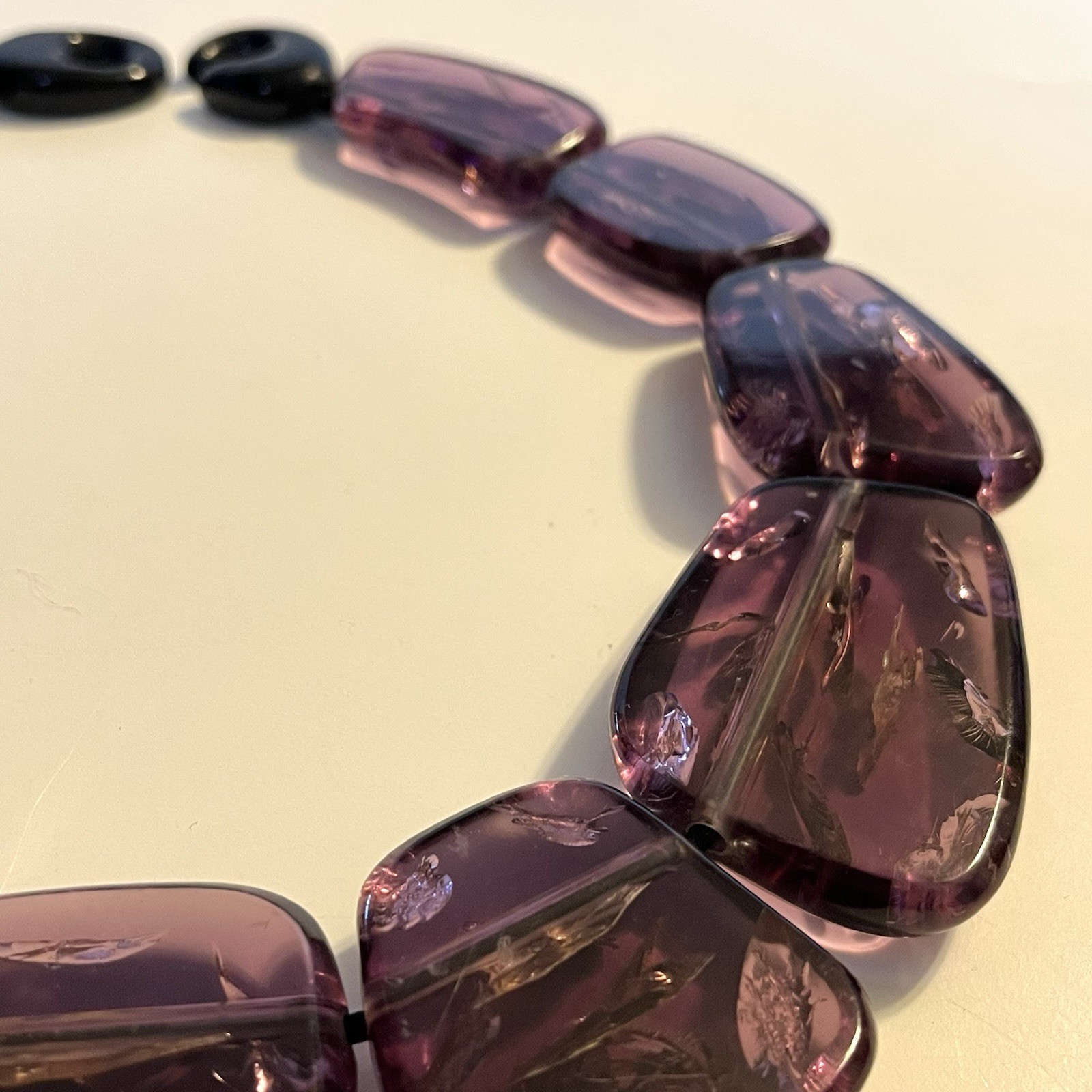 Gerda Lynggaard MONIES Massive Amethyst Crackled Acrylic Resin Collar Necklace