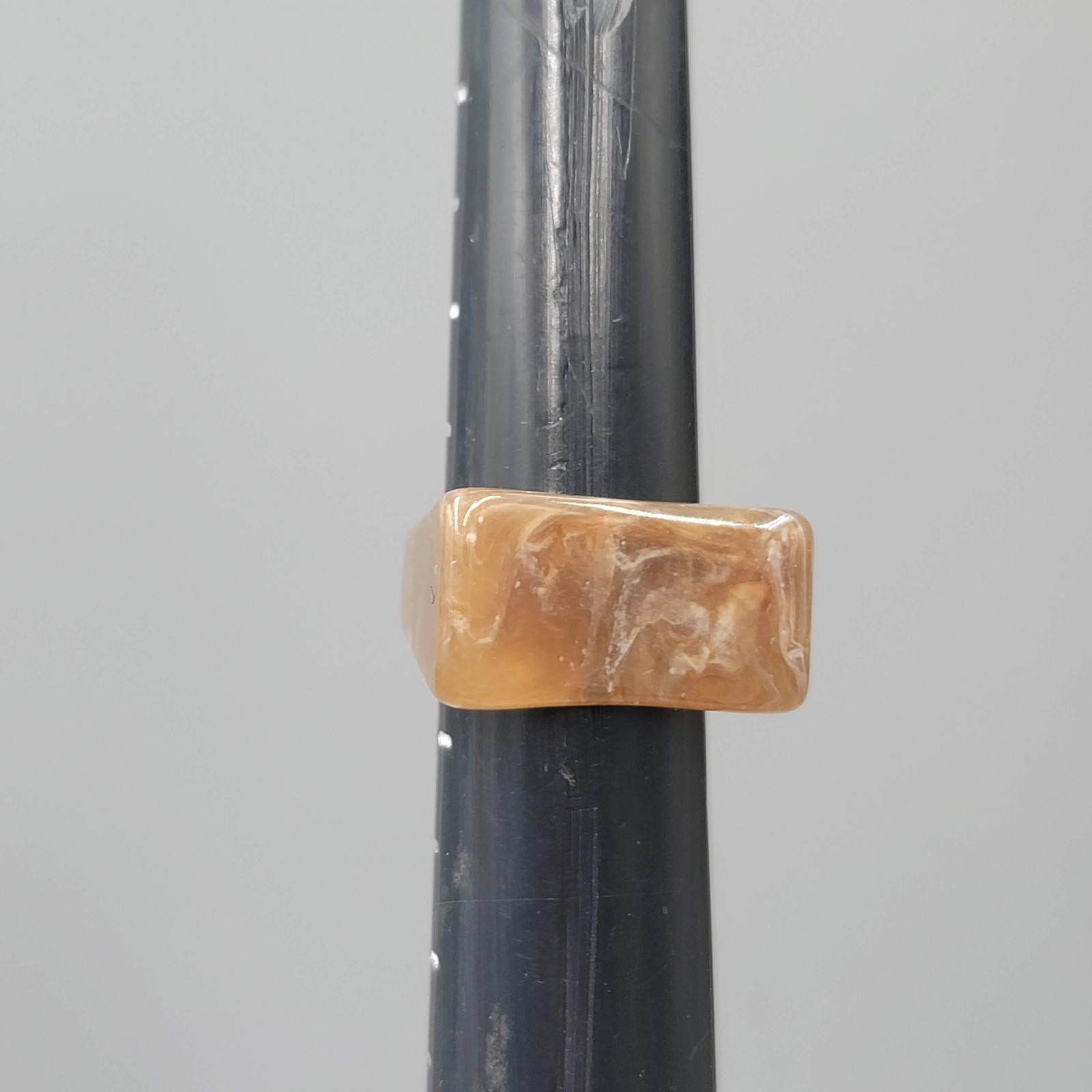 Translucent Marbled Brown Acrylic Resin Fashion Ring Sz 9.25