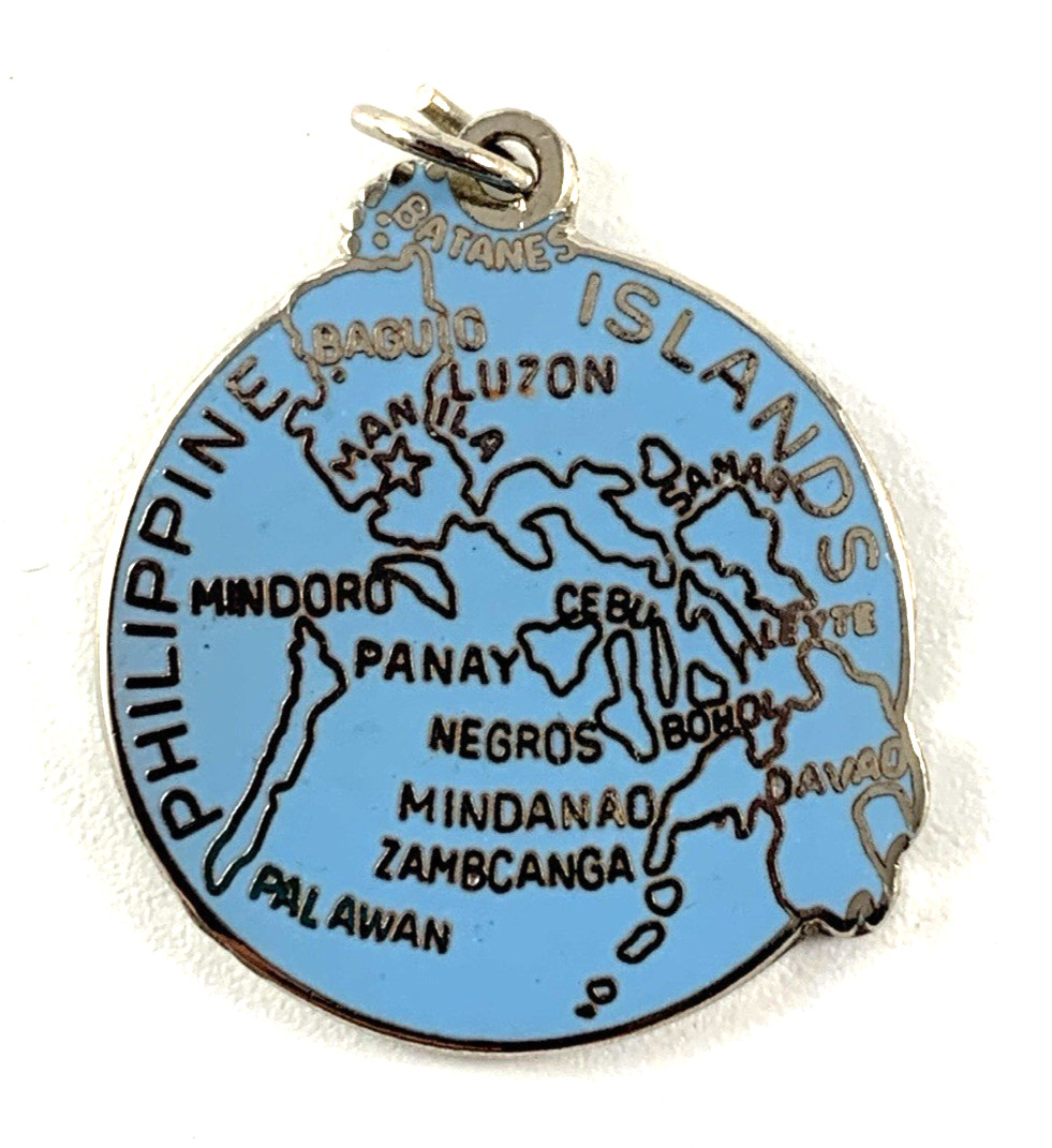 Philippine Islands Charm | Silver Plate | Light Blue Enamel | 7/8″ | New