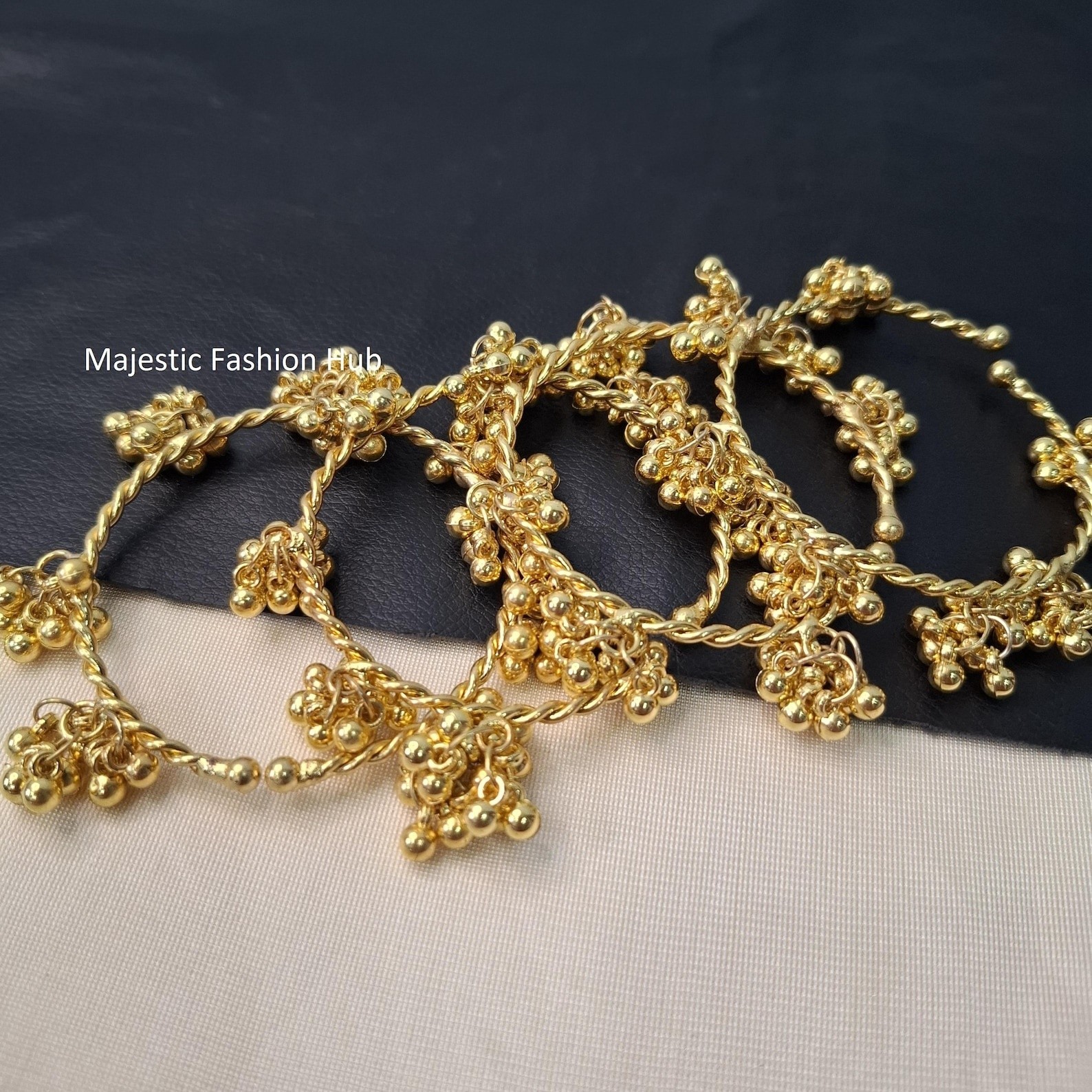 Traditional Ghungroo Bangle Oxidized Golden Adjustable Antique Bangle (4Pcs)