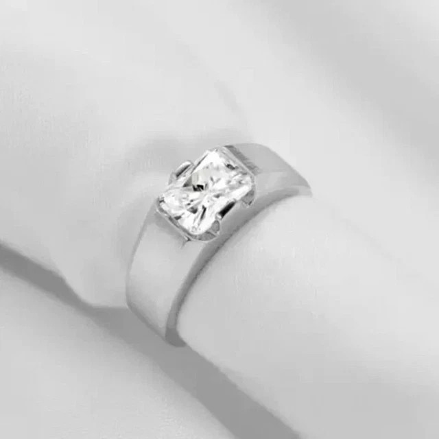 Men’s Engagement Ring 2 Ct Radiant Cut Lab Created Diamond 14k White Gold Plated