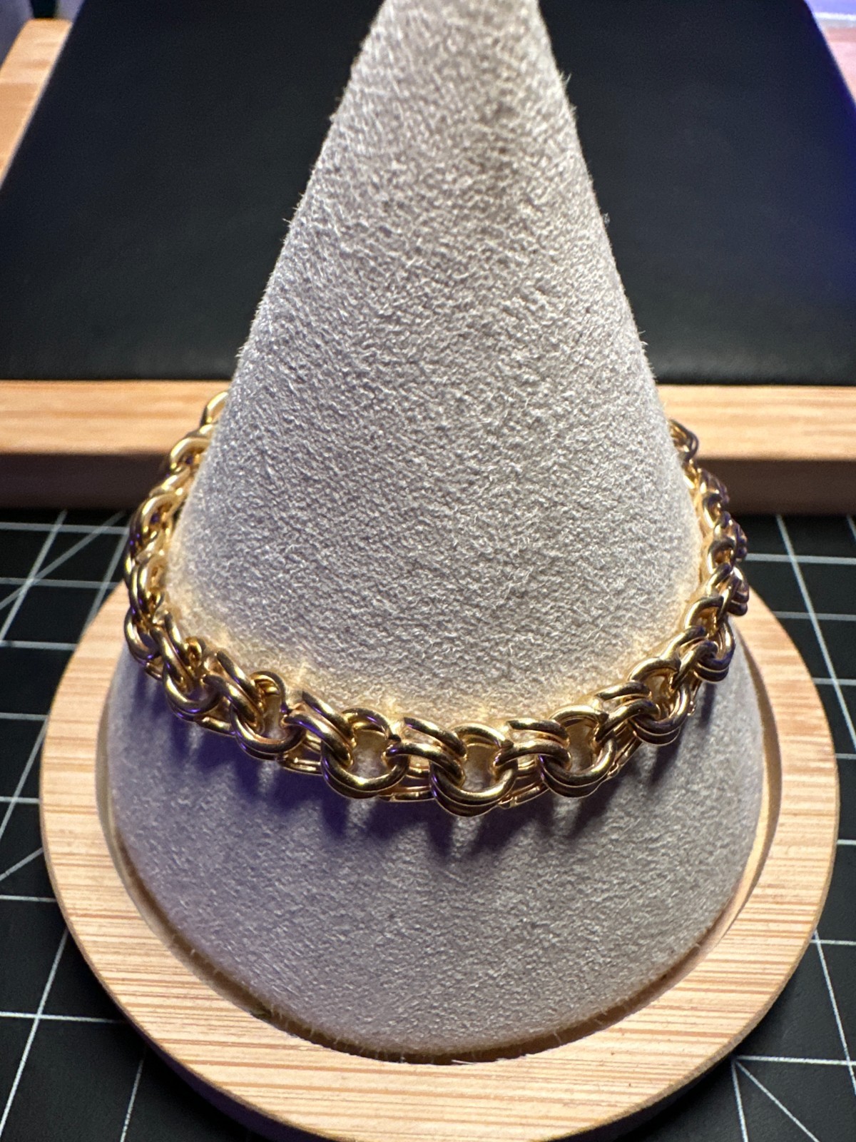 Solid 10K Yellow Gold Double Link Chain Bracelet – 417 Italy – 7.7 grams – 7″
