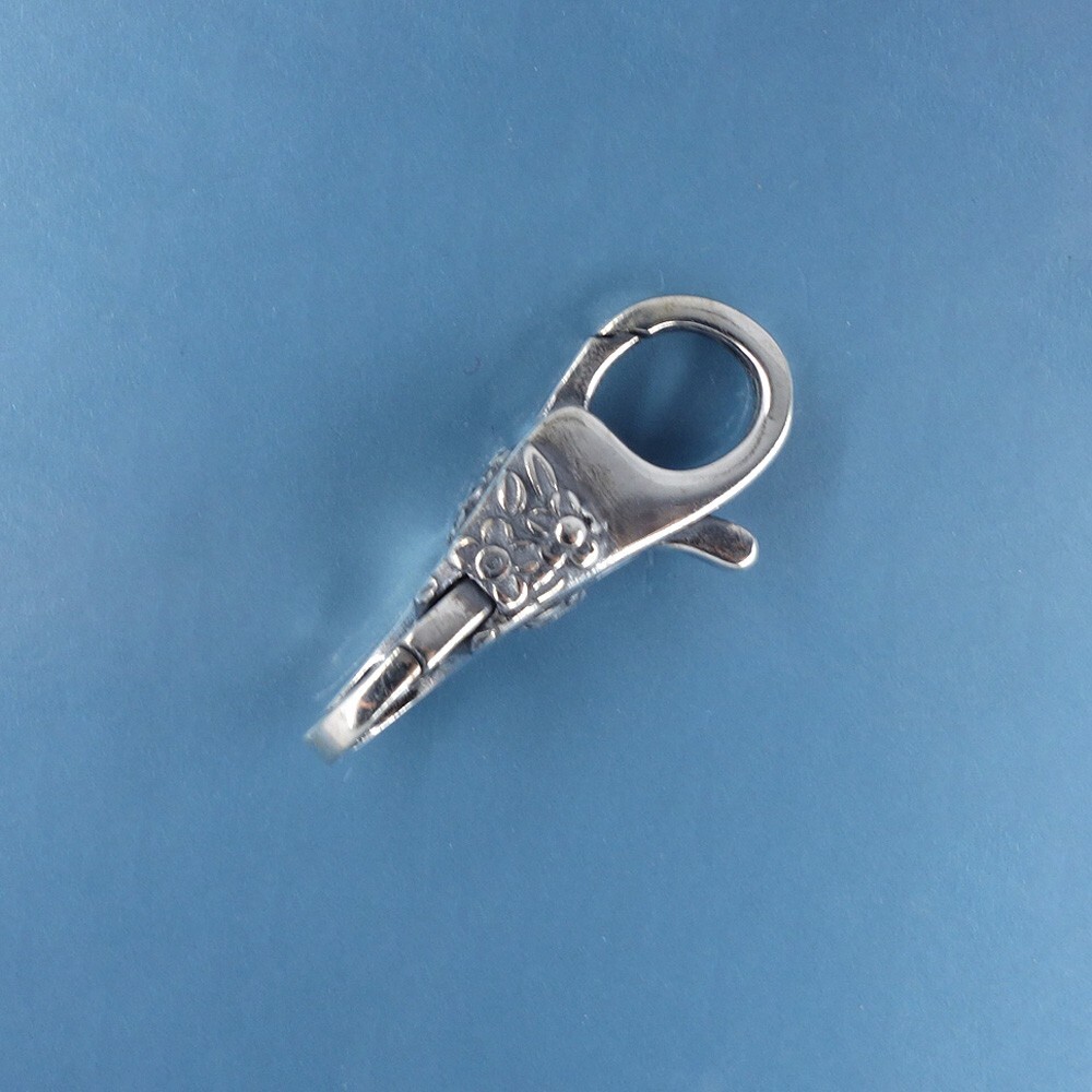 Sterling Silver Flowers and Leaves Double Openings Lobster Clasp Connector 44064