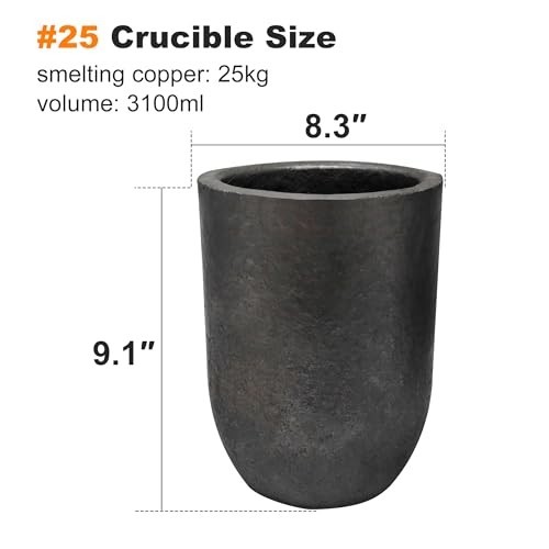 Nelyrho Graphite Crucible with Pouring Spout for Metal Melting 25kg