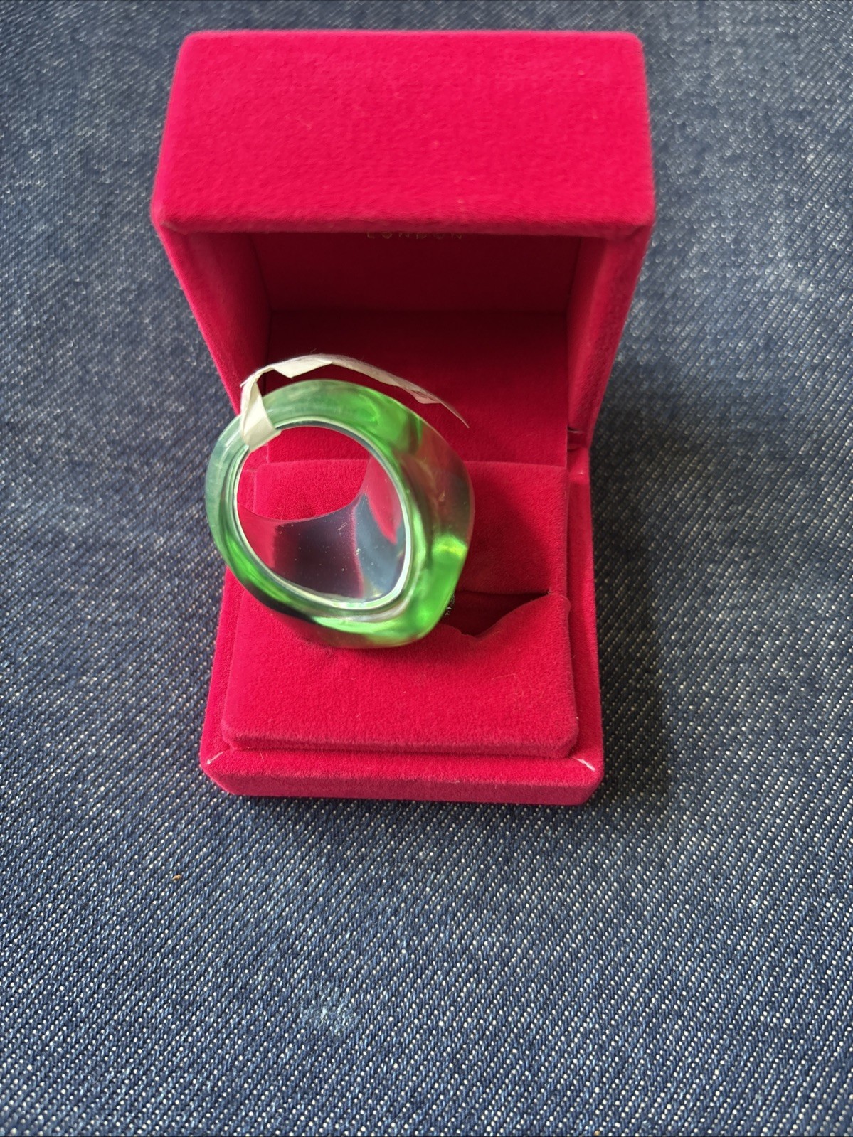 Kurt Geiger London Heart Jelly Eagle Cocktail Ring Green Size -8 New