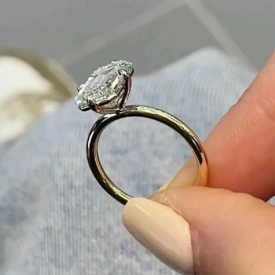 5 Ct Emerald Cut Lab Grown Diamond Engagement Ring Sterling Sliver Jewelry