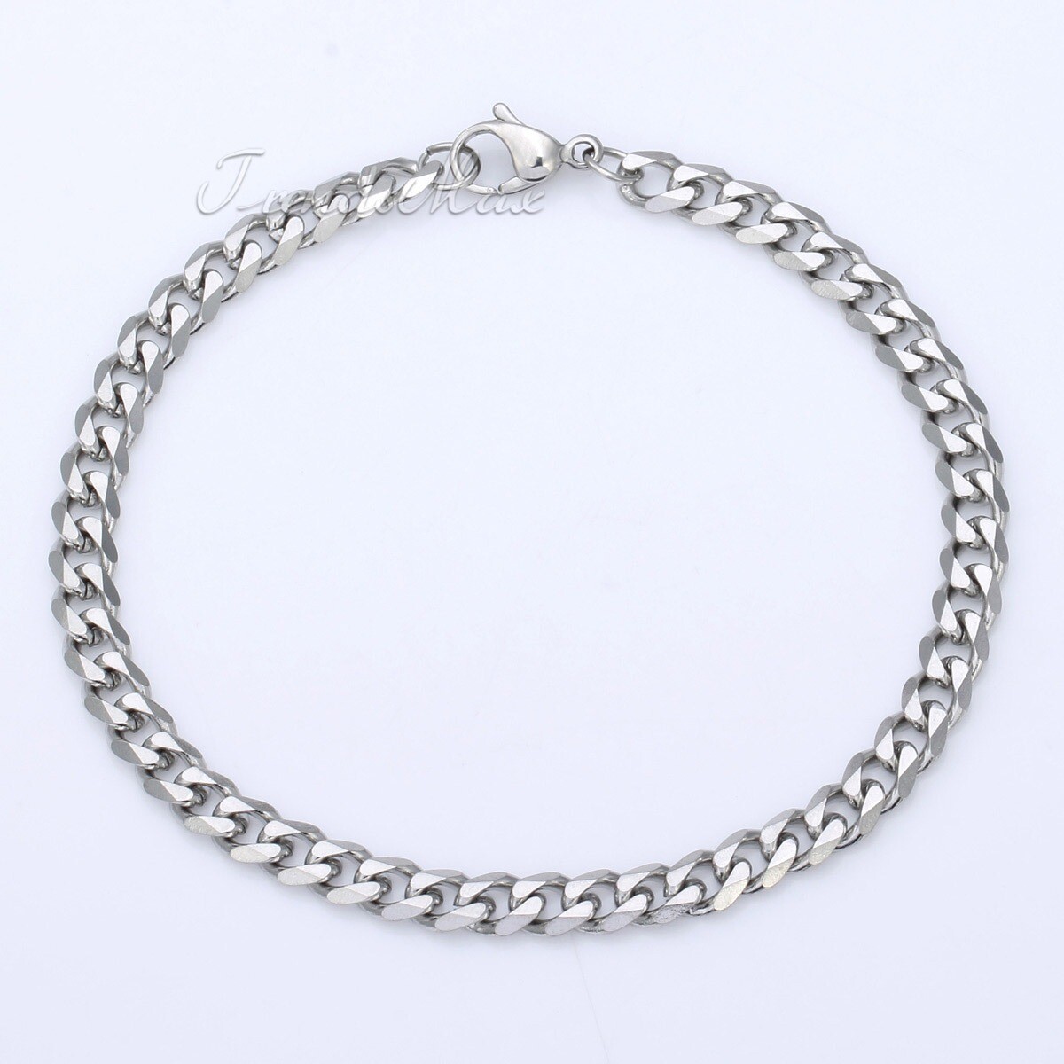 5MM 10″ Curb Cuban Link Anklet Bracelet Silver Stainless Steel Chain for Women