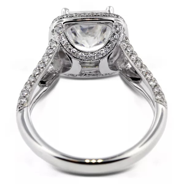Engagement Ring 18K White Gold Halo Princess 3.04 Carat Lab-Grown Diamond G VS1