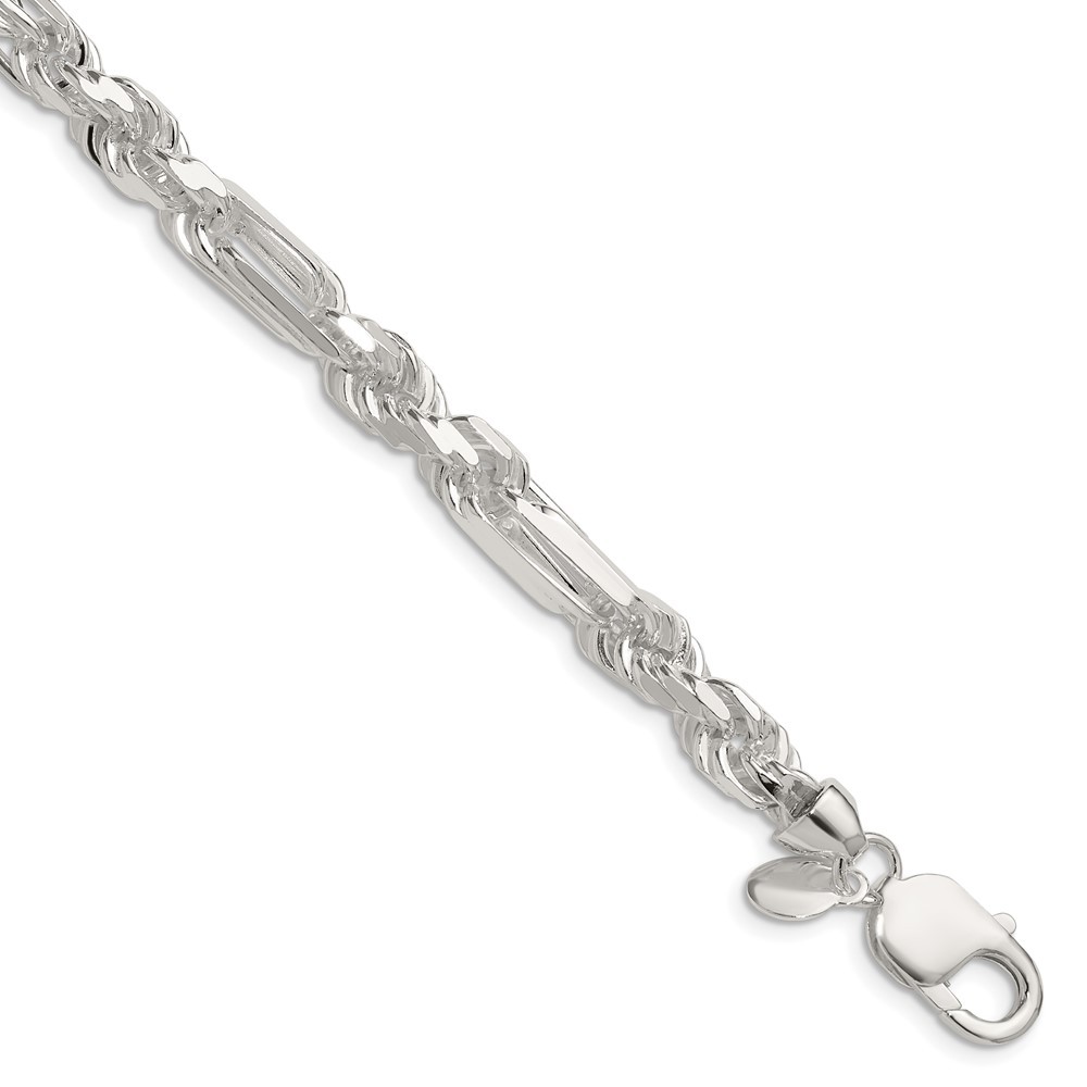 Sterling Silver 7mm Diamond-Cut Figarope Chain