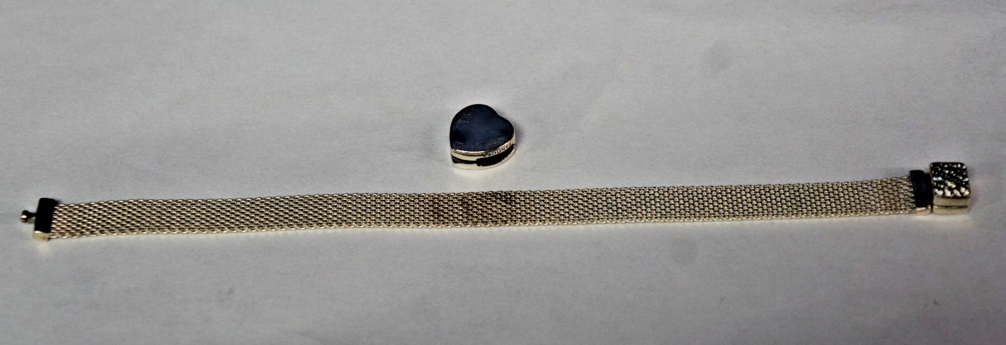 Pandora Reflexions Mesh Bracelet 6″ Sterling Silver CZ 925 & One Heart Charm