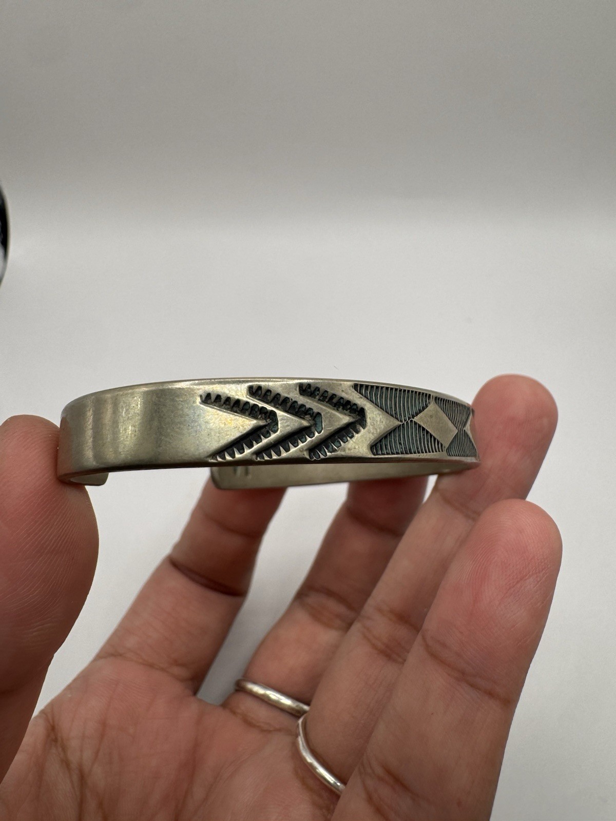Native American (NICKEL SILVER) Artisan Signed Hallmark Cuff Bracelet