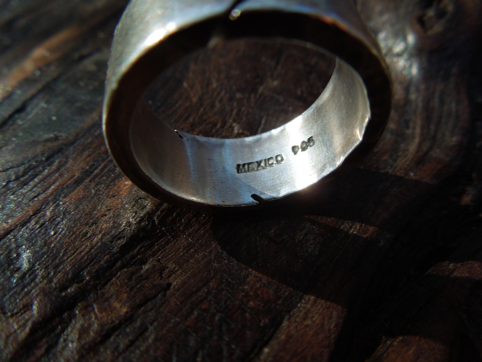 Sterling Silver Hammered Smooth Band Ring Mexico Size 8