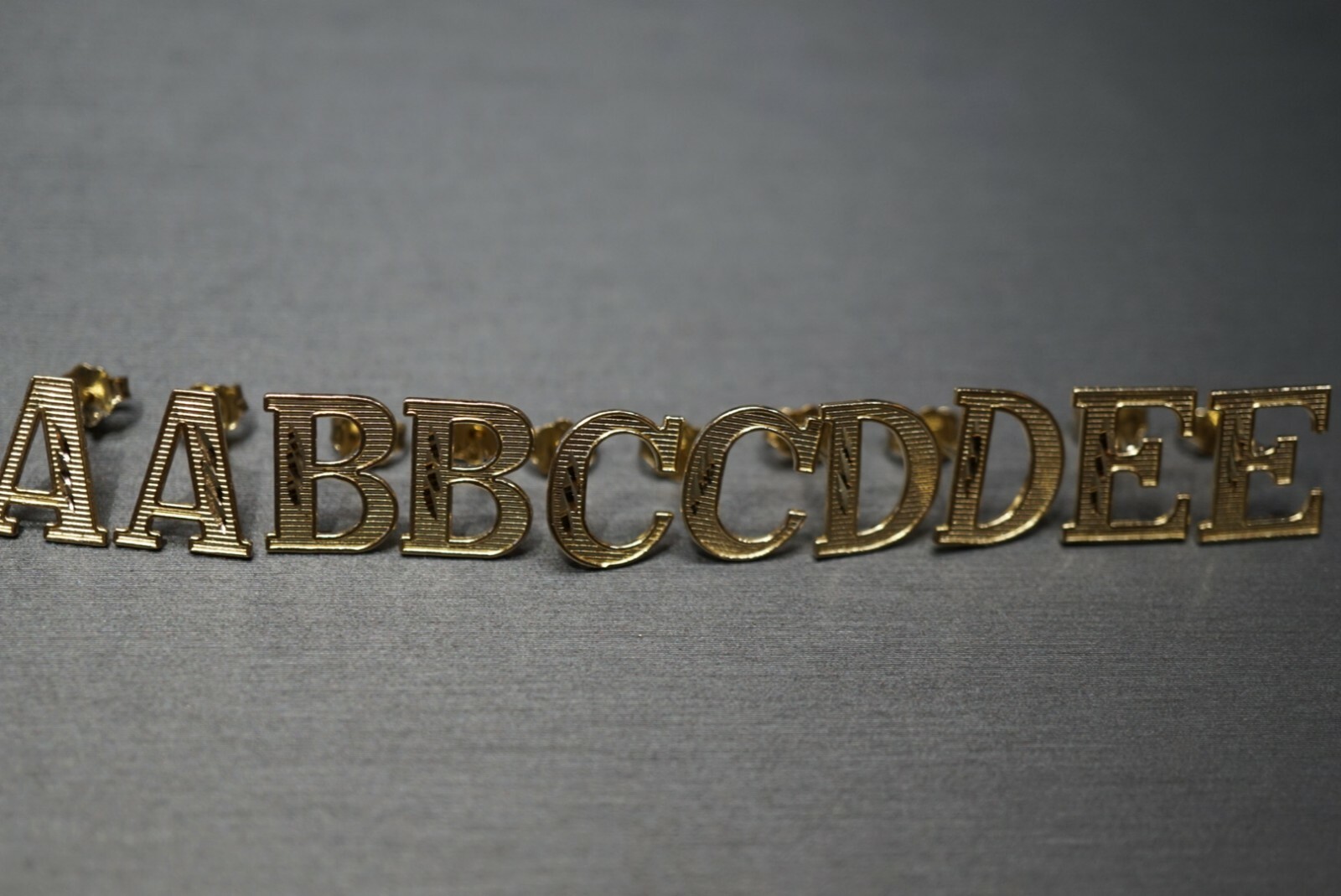 10K Solid Yellow Gold 0.45″ Diamond Cut Initial Alphabet A To Z Stud Earrings.