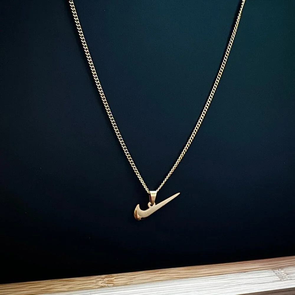 Gold Nike Swoosh Necklace – Thin Chain – 20″ Chain – Gold Plated – Y2K