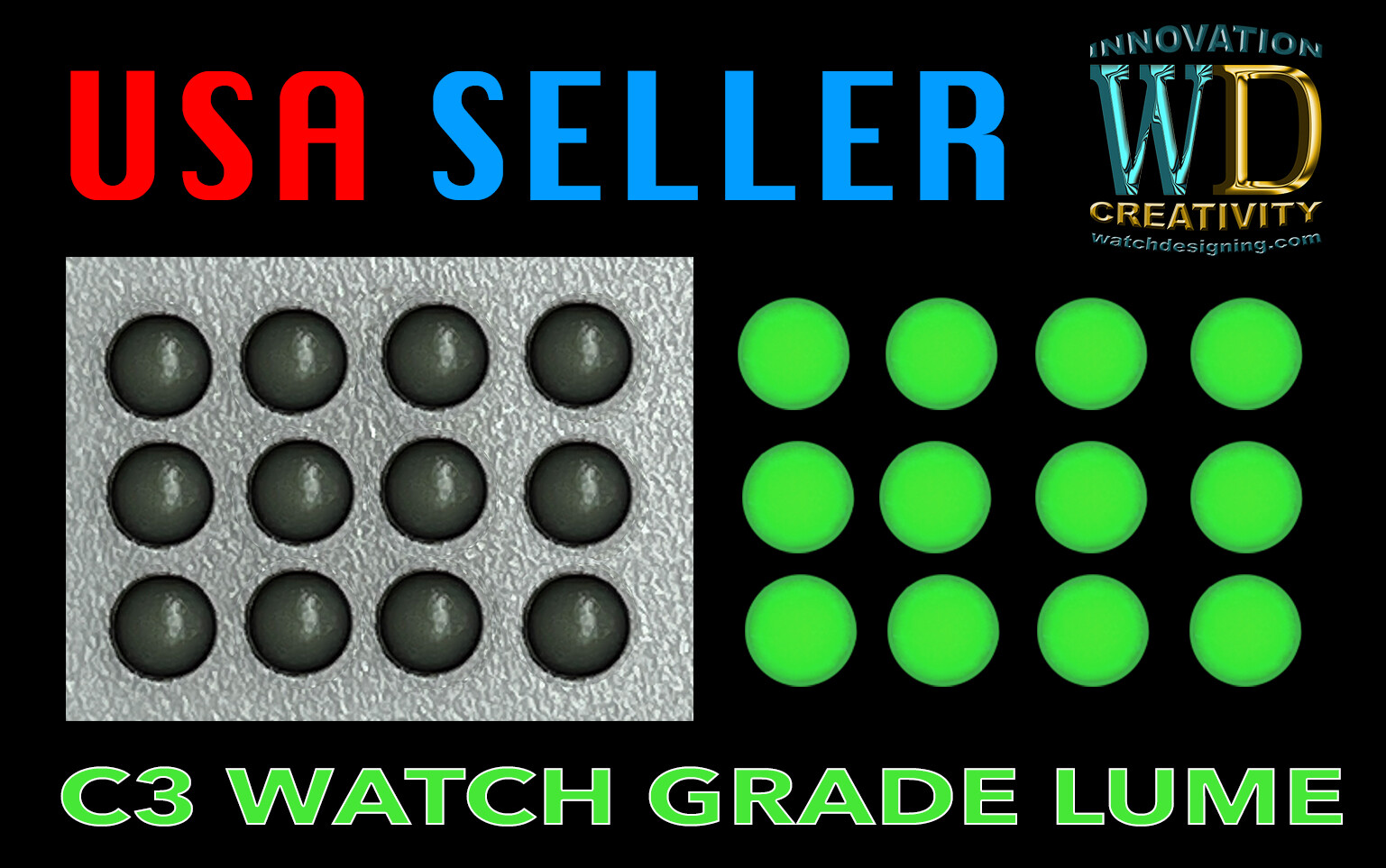 Watch Dial Hour Precision Round cut Markers Dots indices C3 Grade LUME Indexes