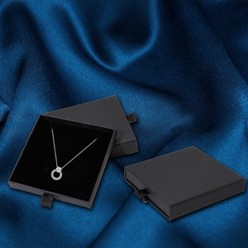 4 Pcs Jewelry Gift Box, 3.5×3.5×0.7Inch Cardboard Jewelry Boxes, Fancy Black