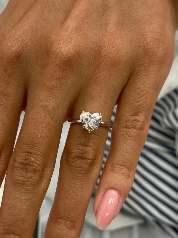 Women Lab Grown 2 Ct Heart Cut IGI Certified 14k White Gold Diamond Ring VVS E F