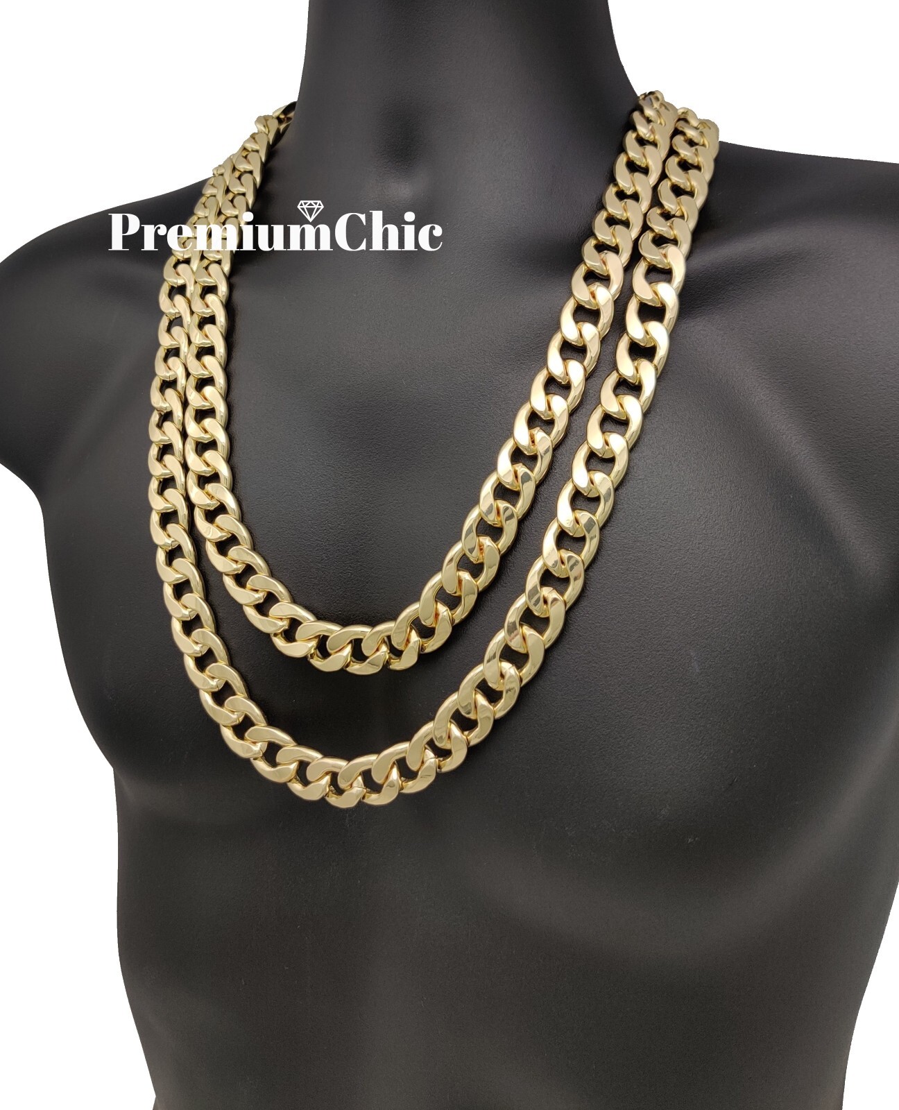 14MM Cuban Link Chain Necklace Thick and Heavy Men’s Plated Hip Hop Jewelry