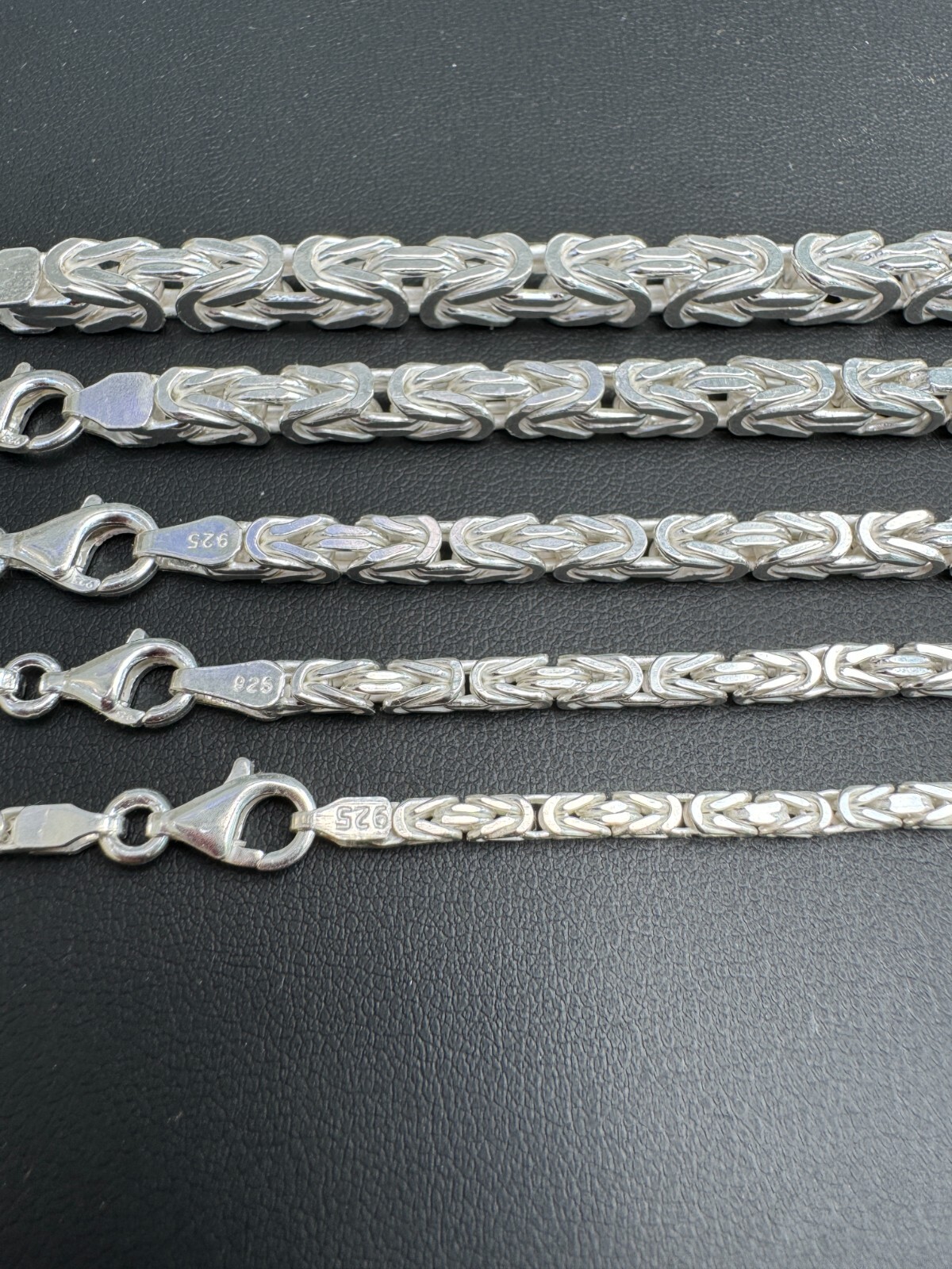 Real Solid 925 Sterling Silver Byzantine Rope Chain Mens Necklace 2.5-6mm 18-30″