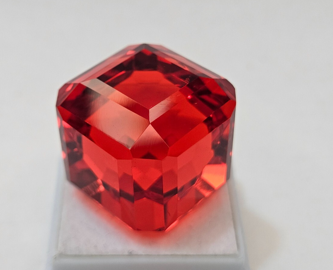 Cube Cut Natural 101.95 Ct Red Orange Mexican Fire Opal Loose Gemstone KH1112