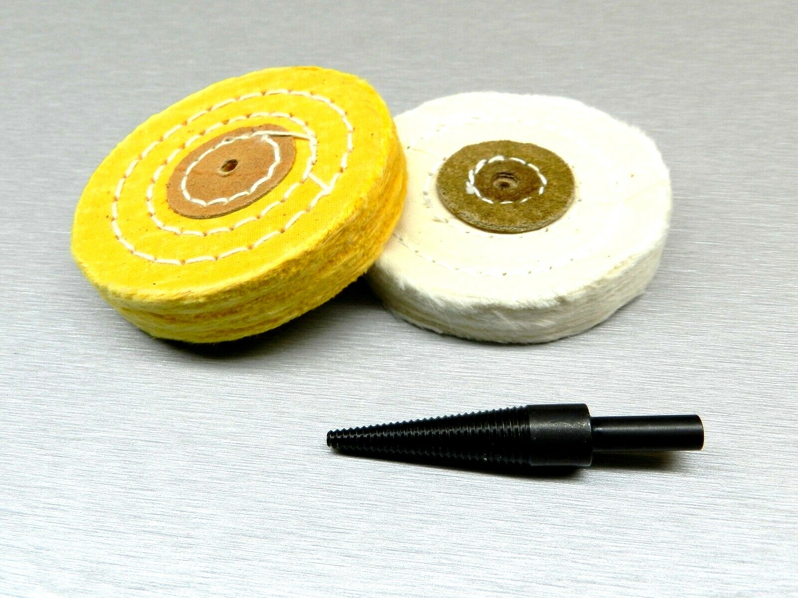 Polishing Buffing Wheel 5pc Set – Buffs Brush Felt Wheel & Tapered 1/4″Mandrel