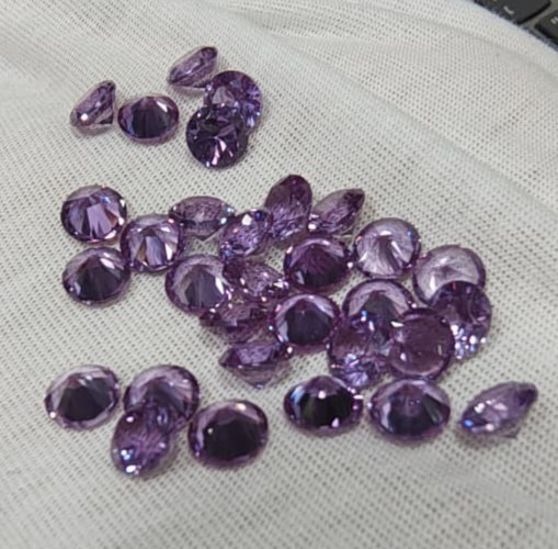 5MM Round Cut Lab Created Amethyst Loose Stone 2 Pcs Lot For Pendant/Earring