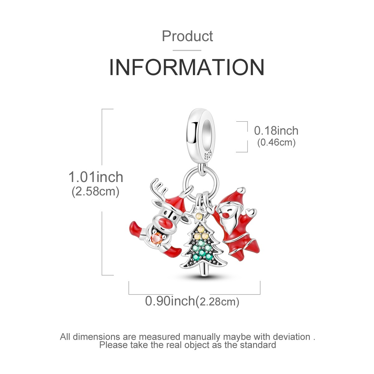 MULA 925 Sterling Silver DIY Charm CZ Merry Christmas Pendant for Women Bracelet