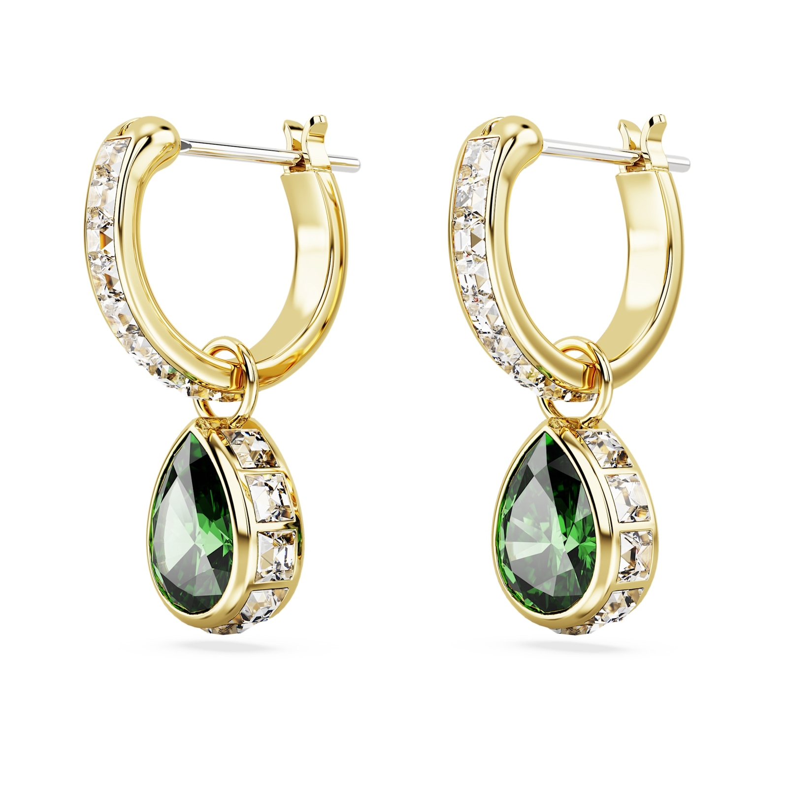 Swarovski Chroma Drop Earrings Pear Cut, Green, Gold-Tone Plated 5662922