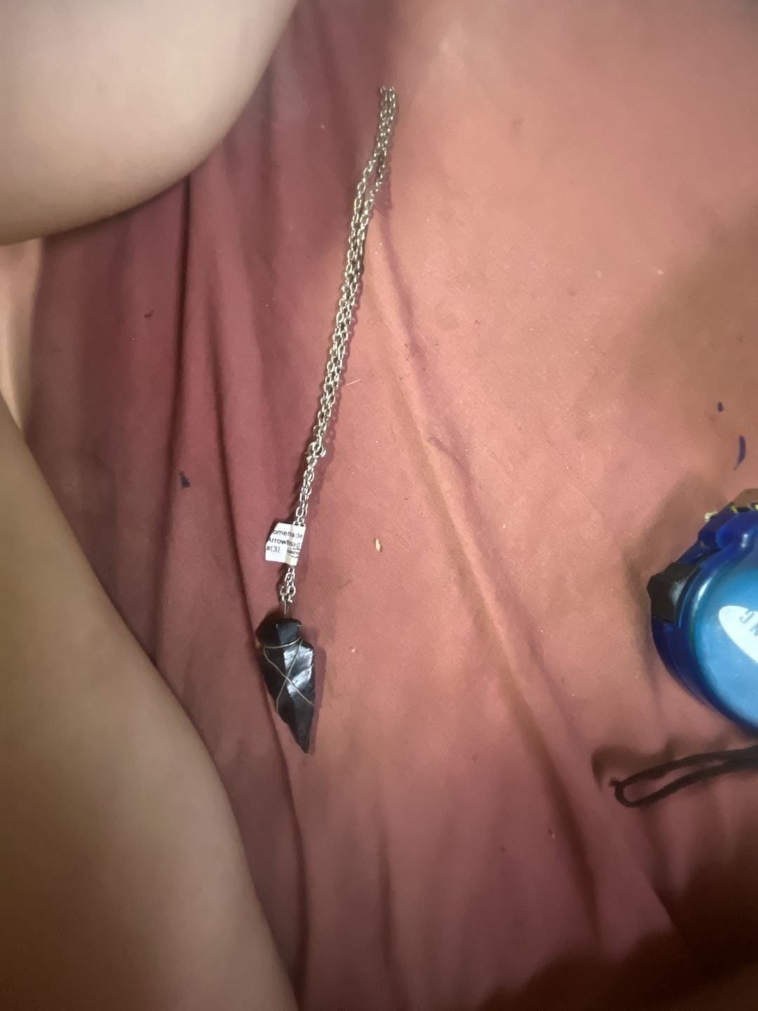 Homemade Obsidian Wire-Wrapped Arrowhead Pendant Necklace #3