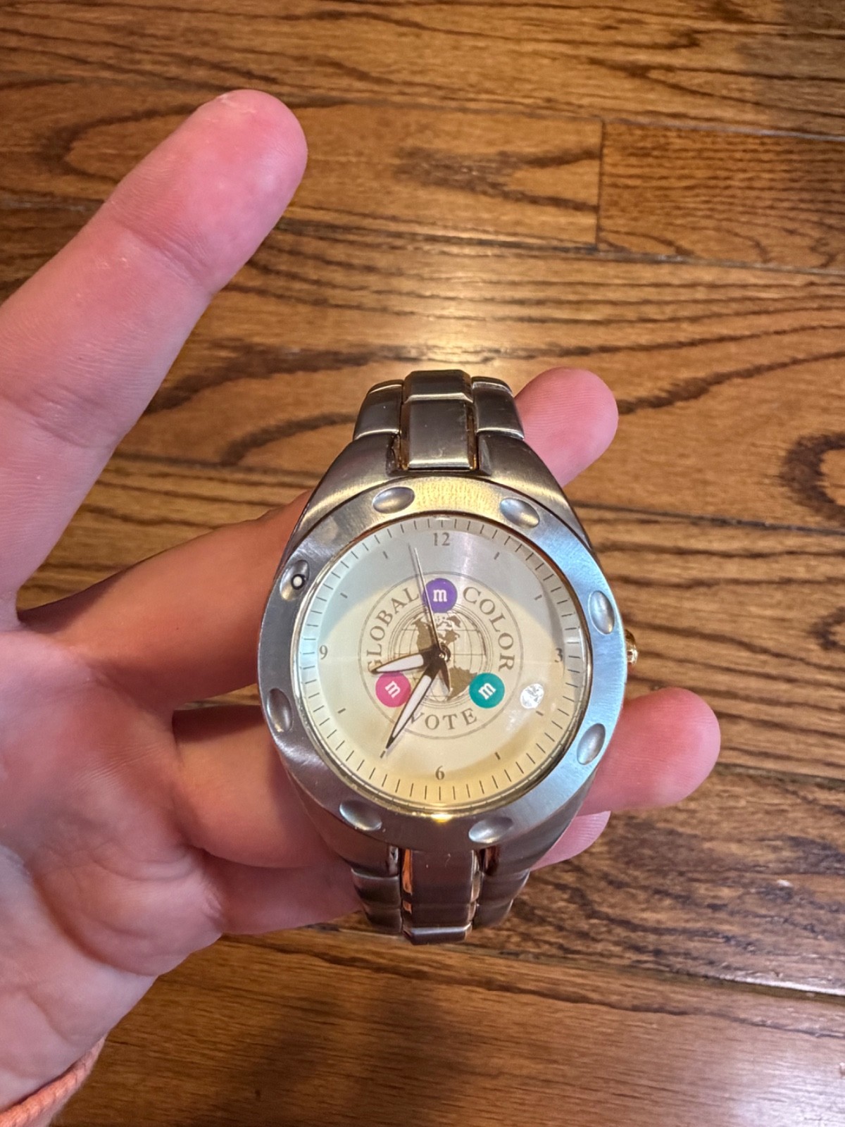 Vintage Fossil PR-5112 Watch M&M’s Global Color Vote Promotional Two-Tone #vinta