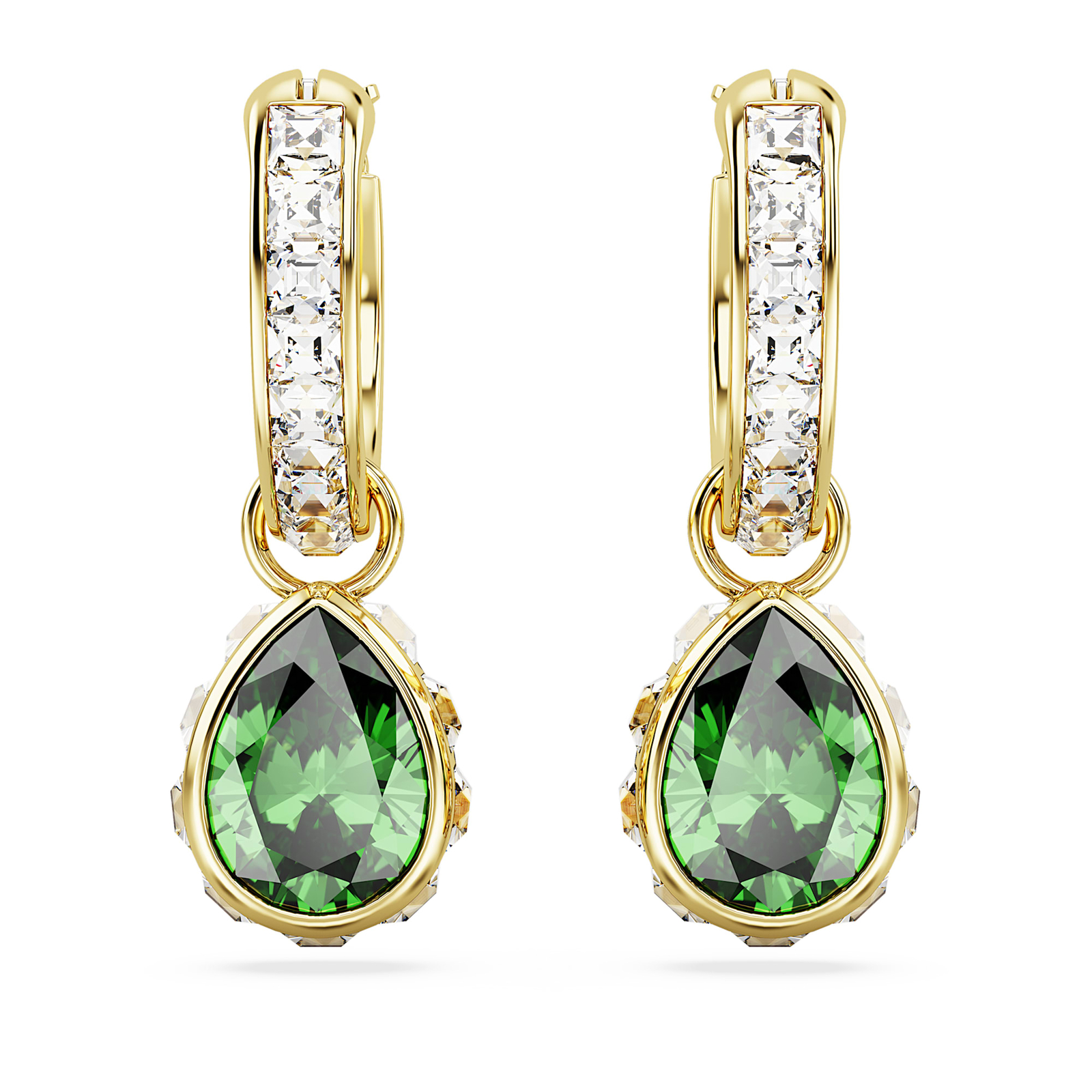 Swarovski Chroma Drop Earrings Pear Cut, Green, Gold-Tone Plated 5662922