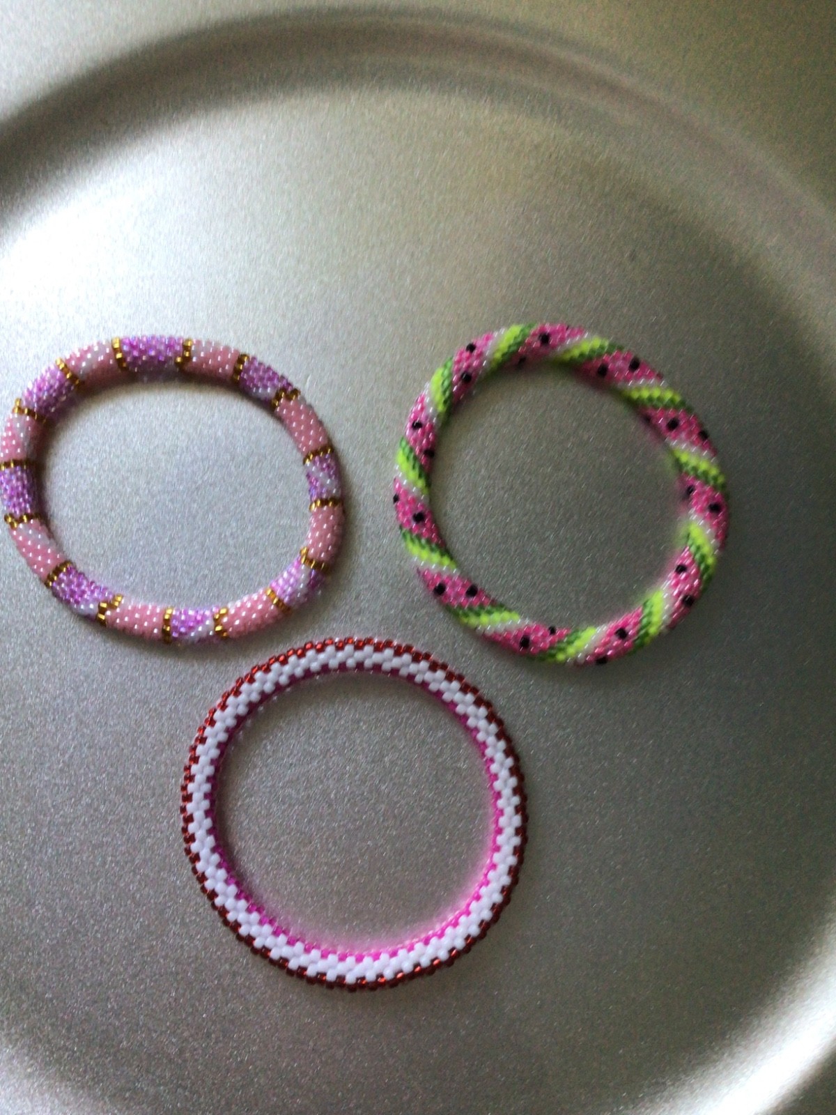 PINK COLORED 7″ ROLL ON SASHKA BRACELETS, 12 PCS