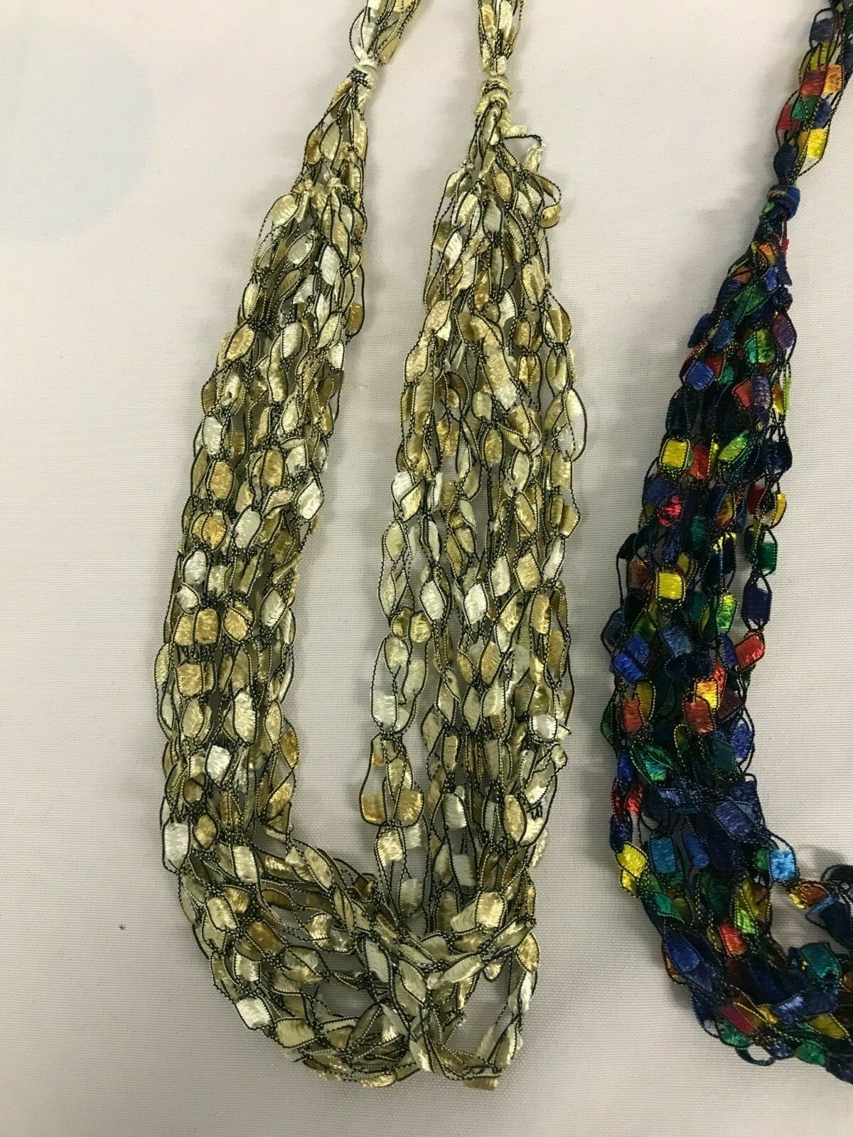 3 COLORFUL SILK MULTI-STRAND NECKLACES