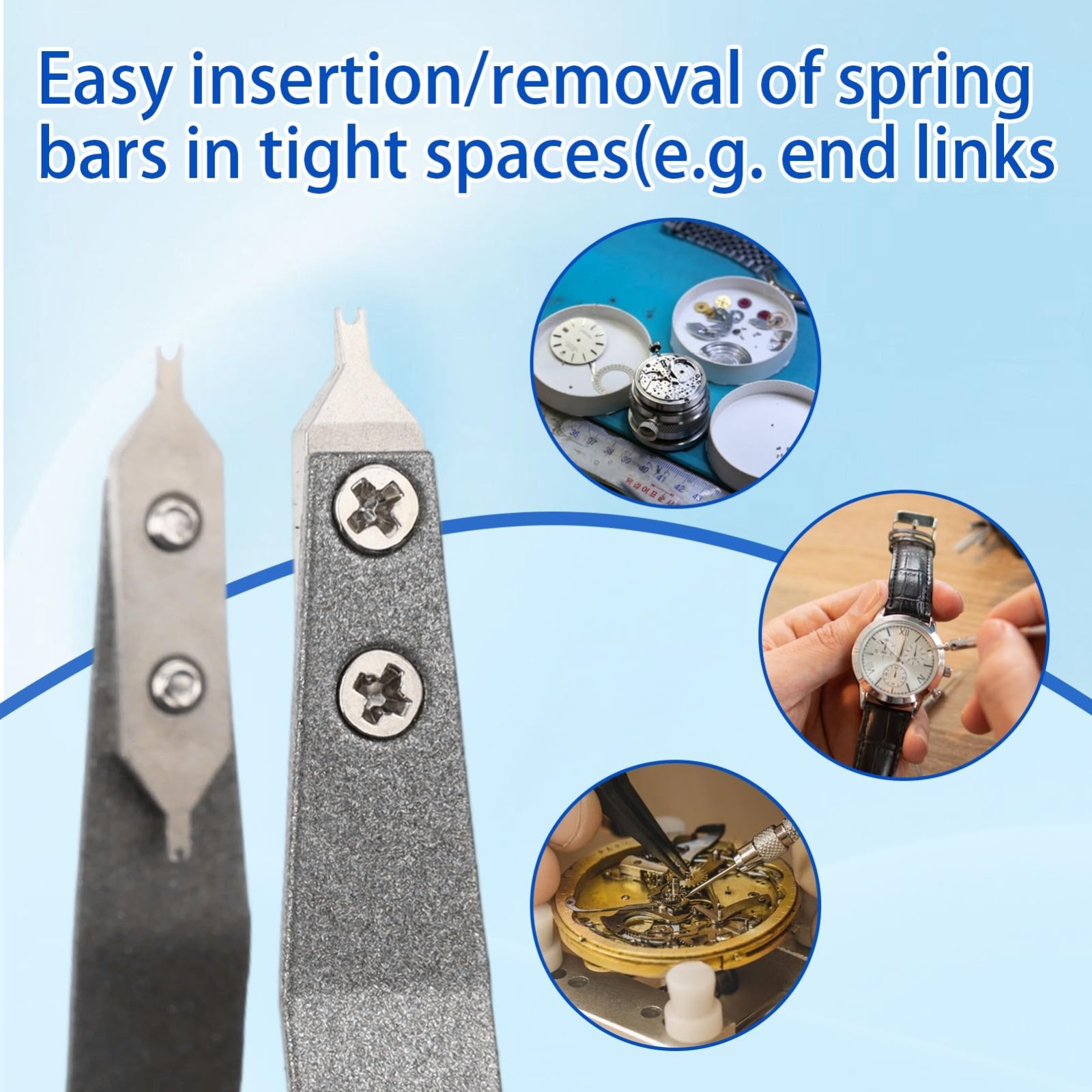 V Shape Aluminum Alloy Watch Spring Bar Tweezers Tool for Strap Removal & Repair