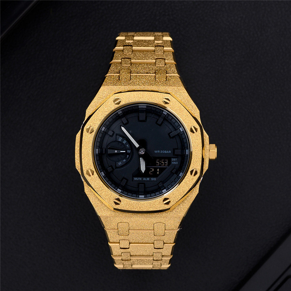 Frost Gold Stainless Steel Bezel AP Mod Kit Case Band Strap for G-SHOCK GA-2100