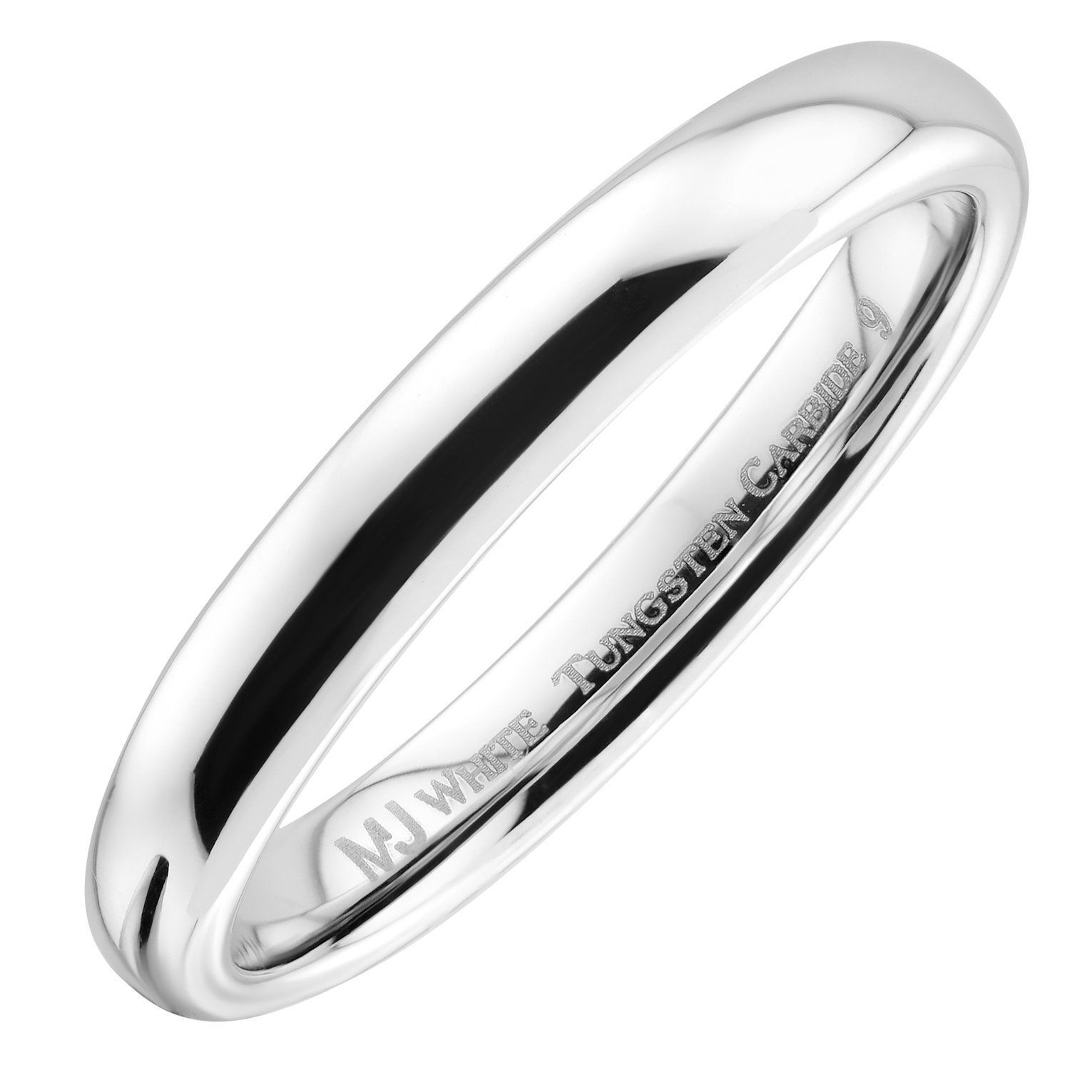 White Tungsten Carbide Wedding Ring Men’s Women’s 2, 3, 4, 5, 6, 7, 8, 10mm