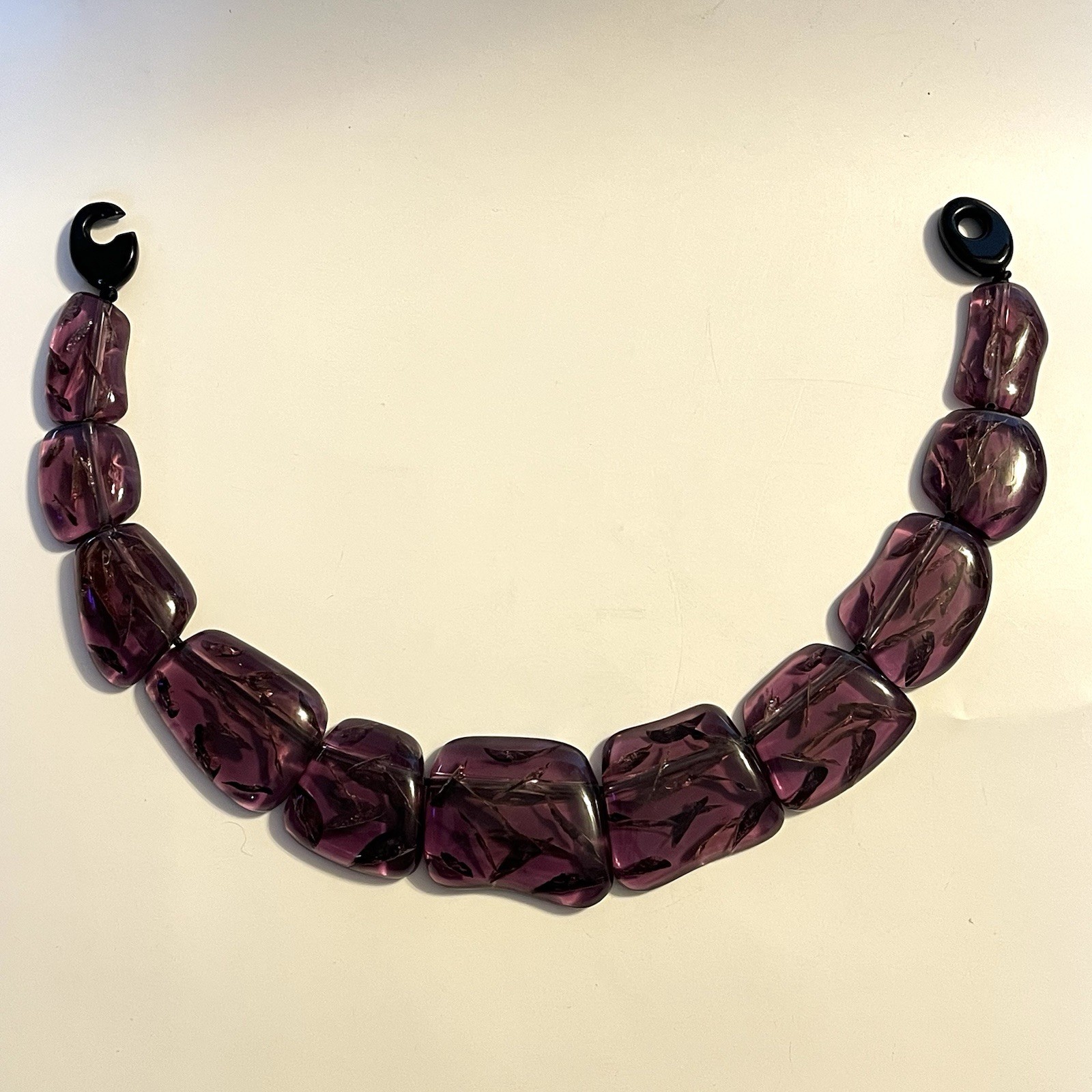 Gerda Lynggaard MONIES Massive Amethyst Crackled Acrylic Resin Collar Necklace
