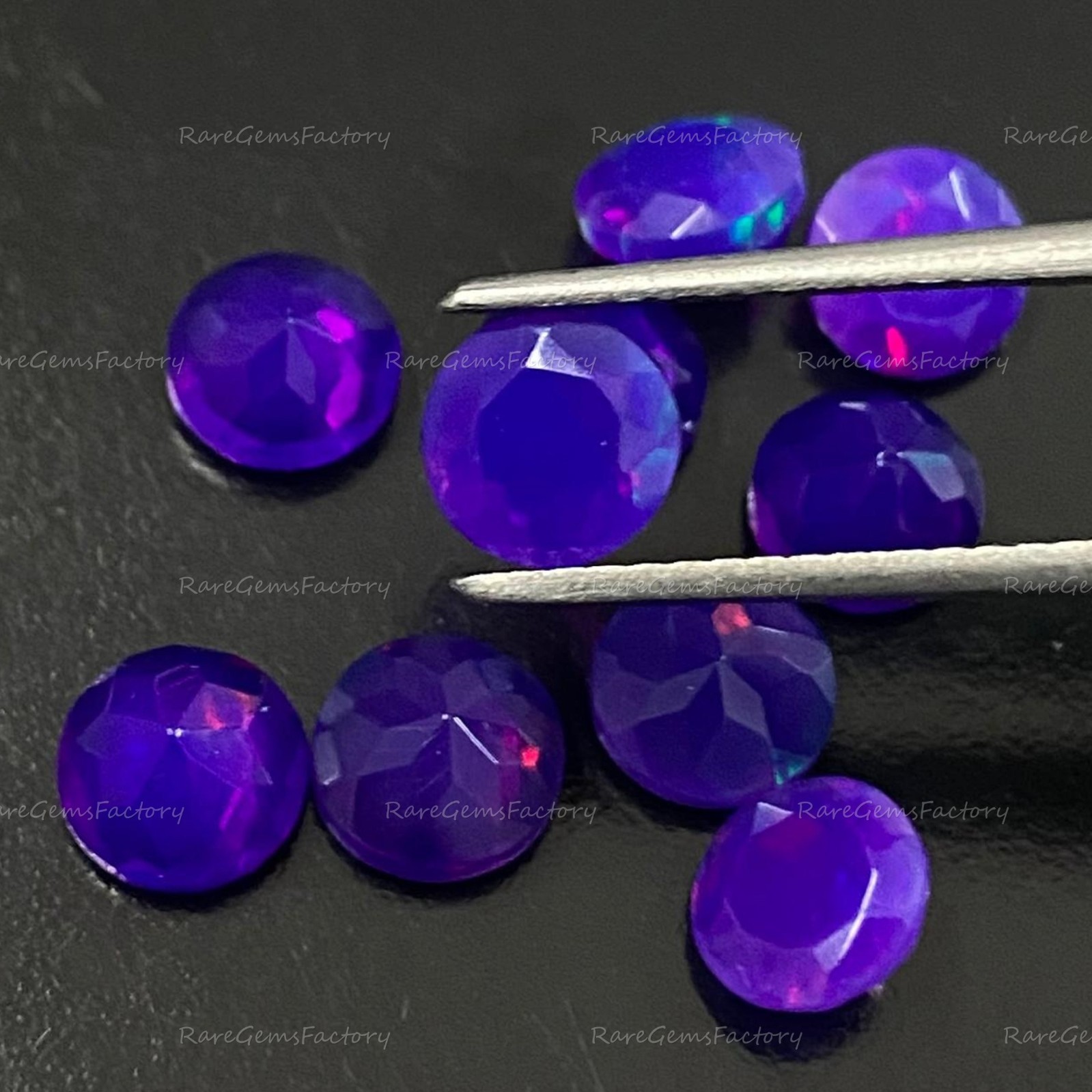 Natural Purple Ethiopian Opal Round Faceted Cut AAA Grade Calibrated Gemstones