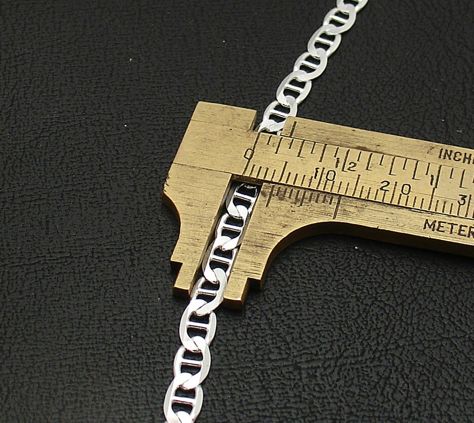 4.2mm Mens Solid Mariner Link Chain Necklace Real 925 Sterling Silver